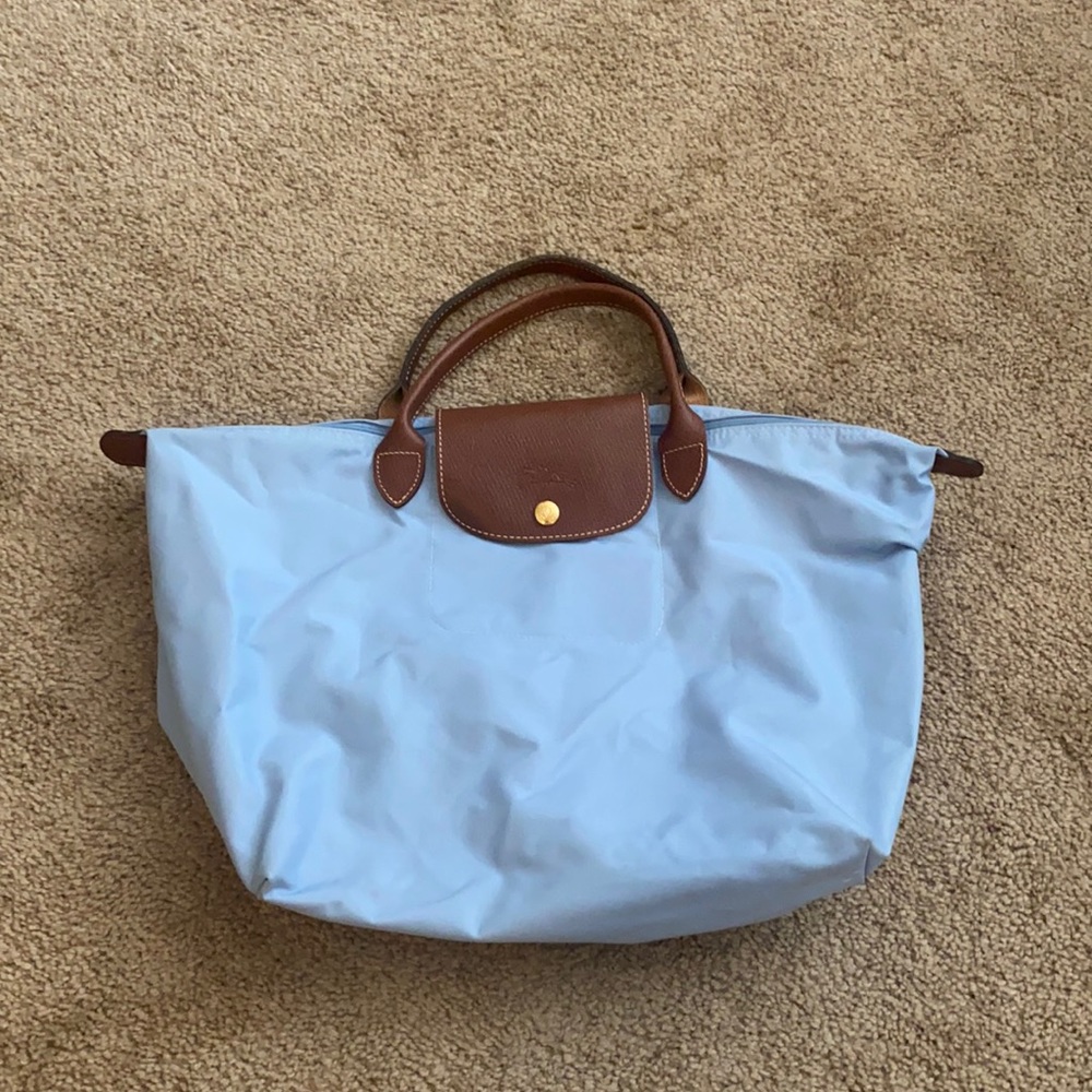 Baby blue longchamp tote